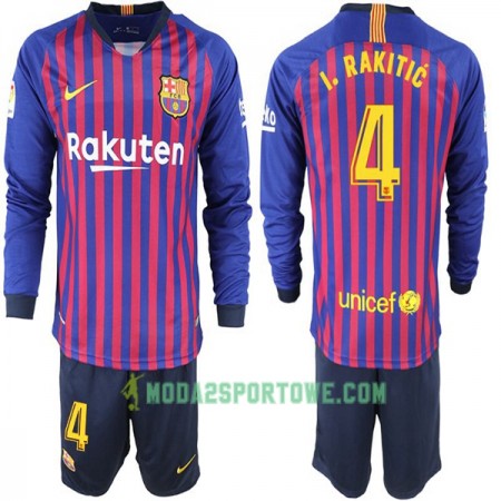 Koszulka FC Barcelona I. Rakitic 4 Dziecięcy Domowe Stroje Piłkarskie 2018-2019 Długi Rękaw